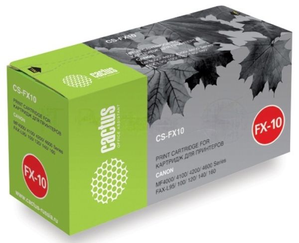 Картридж лазерный Cactus CS-FX10S черный (2000 стр.) для Canon MF4000/4100/4200/4600/FAX-L95/100/120
