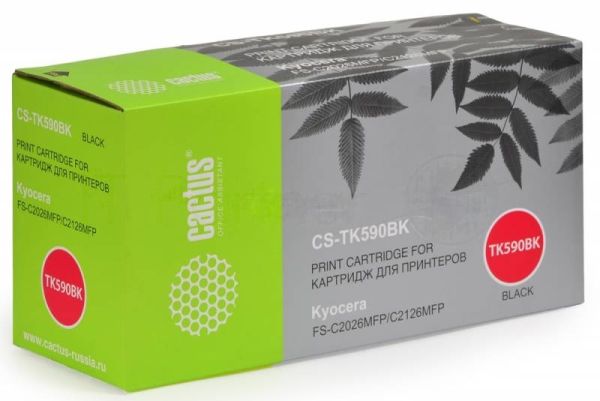 Картридж лазерный Cactus CS-TK590BK черный (7000 стр.) для FS-C2026MFP/C2126MFP/C2526MFP/C2626MFP/C5250DN