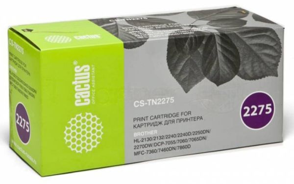 Картридж лазерный Cactus CS-TN2275S черный (2600 стр.) для Brother HL 2240/2240R/2250/2250DN/2250DNR