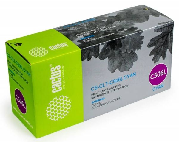 Картридж лазерный Cactus CS-CLT-C506L голубой (3500 стр.) для Samsung CLP 680; CLX 6260/6260FD/6260FR