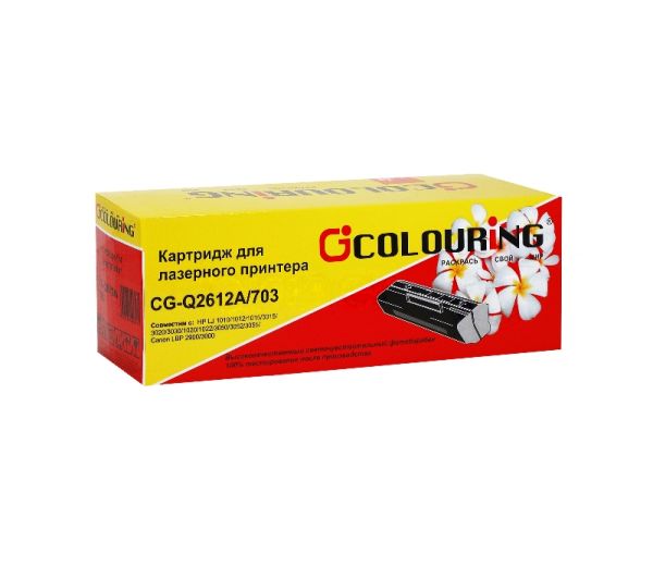 Картридж лазерный Colouring CG-Q2612A/703 черный (2000 стр.) для HP LJ 1010/1012/1015/3015/3020/3030/1020/1022/3050/3052/3055/M1005/M1005MFP/M1319/M1319MFP Series Canon LBP 2900/3000 PREMIUM