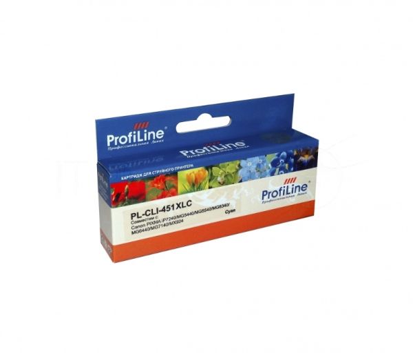 Картридж струйный ProfiLine PL-CLI-451C для принтеров Canon PIXMA iP7240/MG5440/MG5540/MG6340/MG6440/MG7140/MX924 Cyan водн