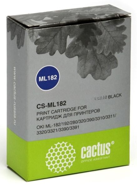 Картридж матричный Cactus CS-ML182 черный, 8мм, 1.6м, 2 400 000 знаков, для OKI ML-182/192/280/320/390