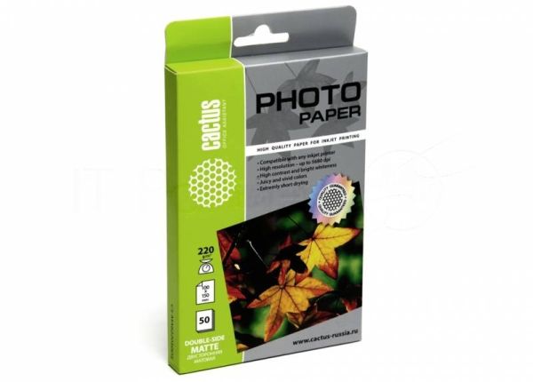 Фотобумага Cactus CS-MA622050DS матовая двусторонняя A6 220 г/м2 50 листов