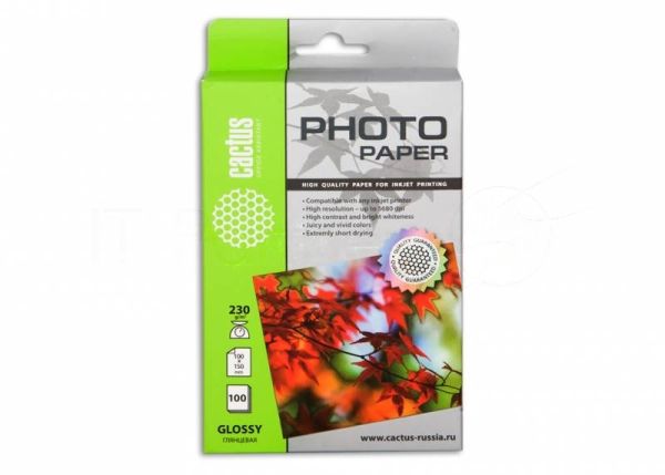 Фотобумага Cactus CS-GA6230100 A6/230г/м2/100л. глянцеваядля струйной печати