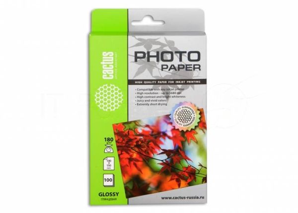 Фотобумага Cactus CS-GA6180100 A6/180г/м2/100л. глянцевая для струйной печати