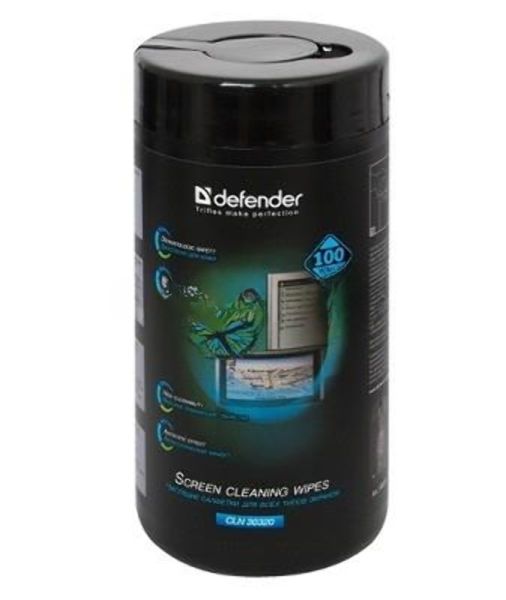 Чистящие салфетки Defender CLN ECO для экранов всех видов: ЭЛТ, ЖК, плазменными панелями/туба/100 шт/Россия