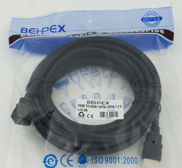 Кабель аудио-видео Behpex HDMI (m)/HDMI (m) 5м. черный ver1.3