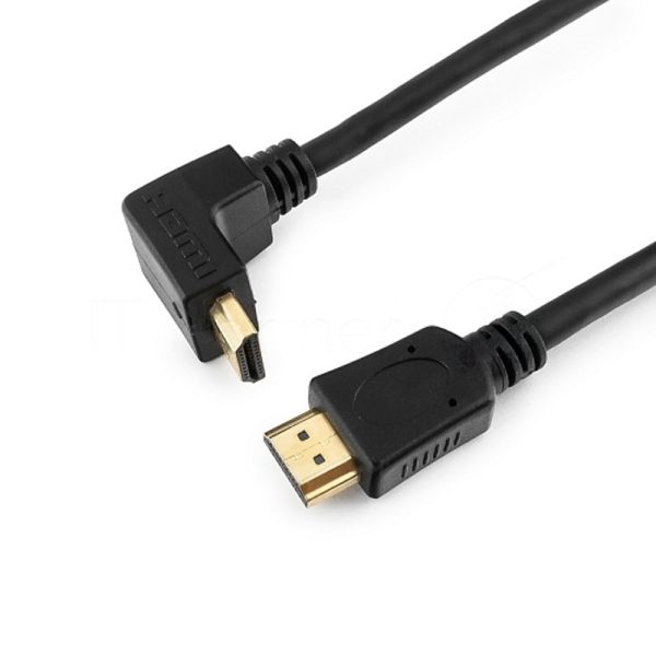 Кабель Cablexpert HDMI CC-HDMI490-15, 19M/19M, v2.0, медь, позол.разъемы, экран, угловой, 4.5м, черный, пакет