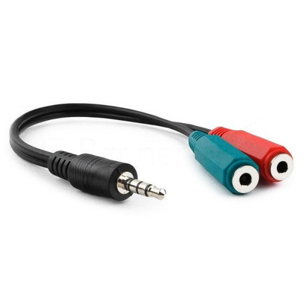 Кабель аудио сигнала Gembird Jack3.5 4pin->Jack3.5 стерео + 3.5 микрофон моно, длина 20с, черный