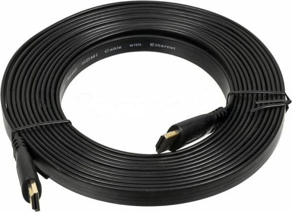 Кабель аудио-видео High Speed ver.1.4 Flat HDMI (m)/HDMI (m) 5м. позолоченные контакты черный