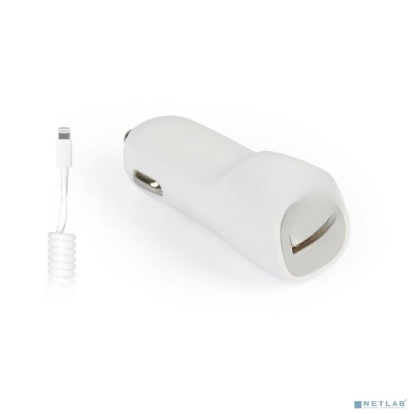 Автомобильное ЗУ SmartBuy® NITRO, вых.ток 1А, 1USB + витой кабель 8pin для 5/5S/5C/6/6S/SE, белое