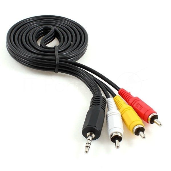 Кабель аудио/видео Cablexpert CCA-4P2R-2M, Jack3.5 4pin папа->3х RCA папа, 2м, черный