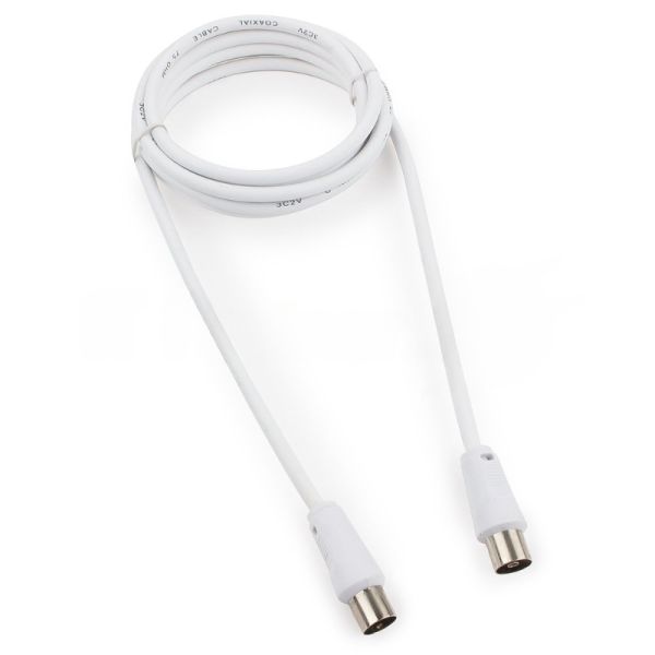 Кабель телевизионный Cablexpert CCV-515-W, Coaxial M/F, белый, 1.8м