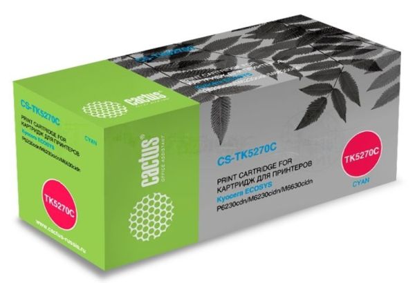 Картридж лазерный Cactus CS-TK5270C голубой (6000 стр.) для Kyocera ECOSYS P6230cdn, M6230cidn, M6630cidn