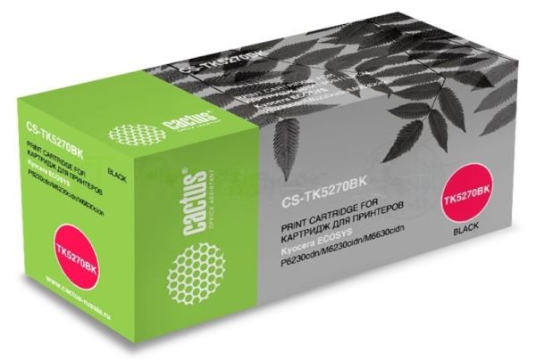 Картридж лазерный Cactus CS-TK5270BK черный (8000 стр.) для Kyocera ECOSYS P6230cdn, M6230cidn, M6630cidn