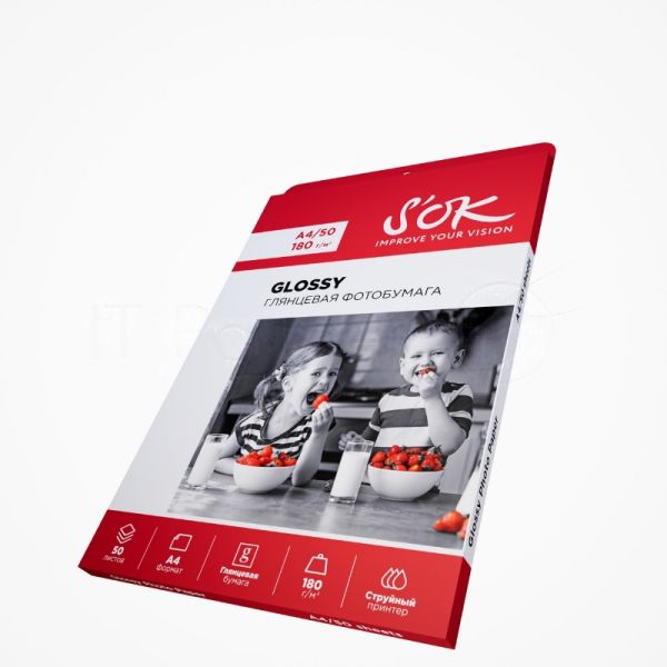 Фотобумага CC Glossy; 180gsm; A4*50 глянцевая; 180г/м2; формат А4; 50 листов