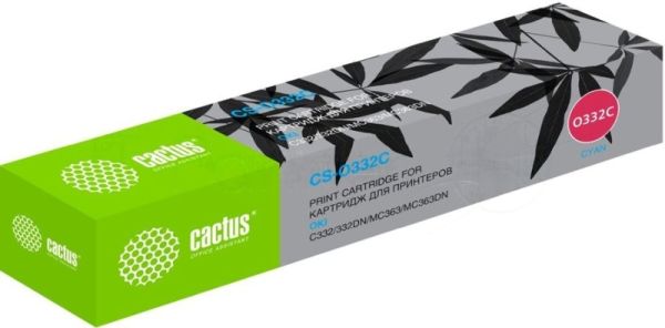 Картридж лазерный Cactus CS-O332C (46508733) голубой (3000 стр.) для Oki C332/MC363
