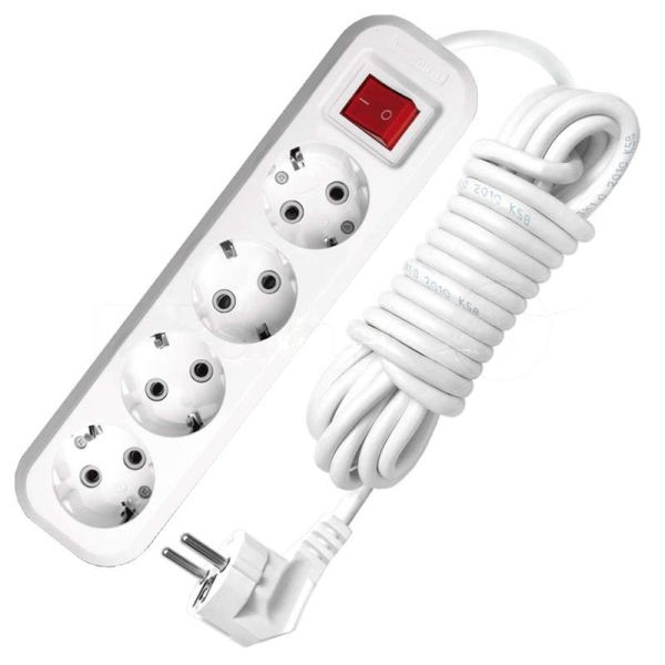 Удлинитель 4х5 м с заземл. 16А IP20 S-304 с выкл. ПВС 3х1 UNIVersal 9631991