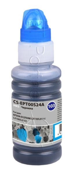 Чернила Cactus CS-EPT00S24A 103C, голубой, 70 мл для Epson Ecotank L1110, L3100, L3101, L3110, L3150, L3151, L3156, L3160