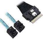 Кабель Broadcom 05-60003-00 Slimline SASx8 (SFF8654) -to- 2 SAS HD x4 (SFF8643)+ SFF9402, 1M