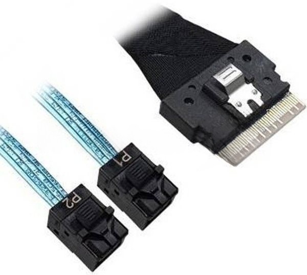 Кабель Broadcom 05-60003-00 Slimline SASx8 (SFF8654) -to- 2 SAS HD x4 (SFF8643)+ SFF9402, 1M