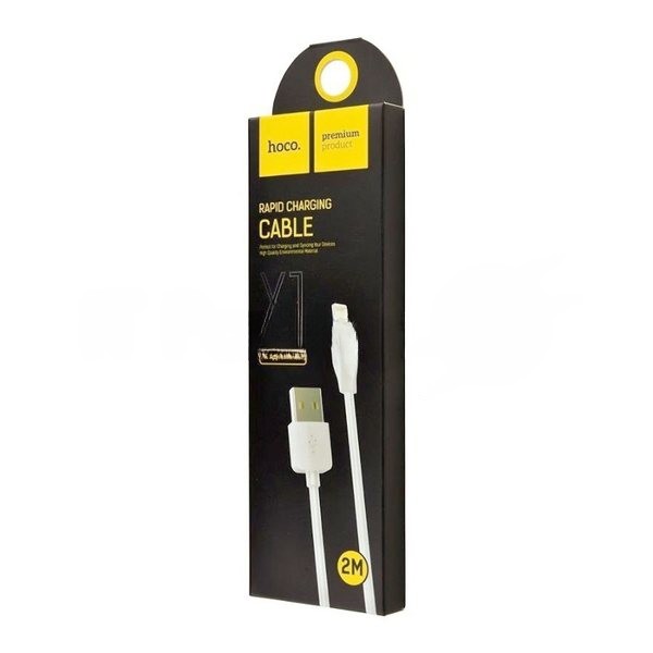 Кабель USB 2.0 hoco X1, AM/Lightning, белый, 2м