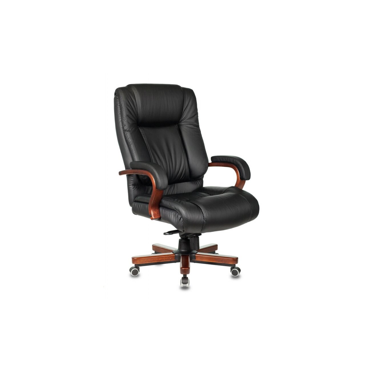 Кресло Бюрократ T-9925WALNUT/BLACK черный, кожа