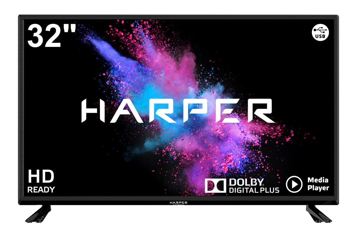 Телевизор Harper 32" 32R490T черный LED HD 60Hz