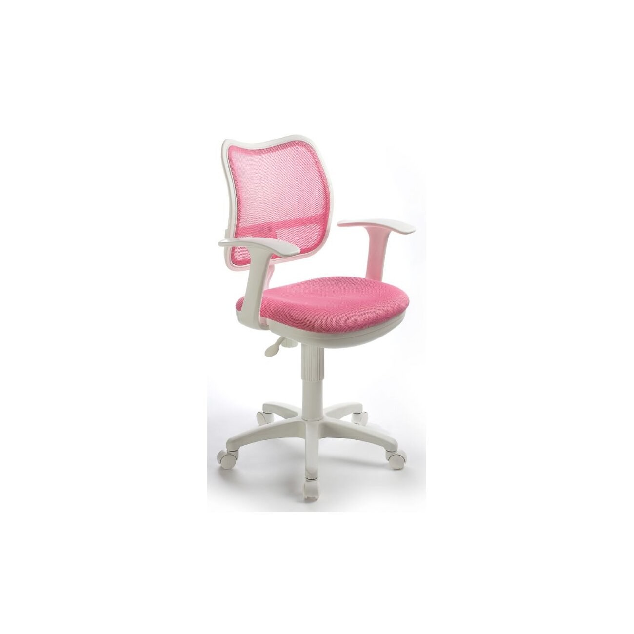 Кресло компьютерное Бюрократ CH-W797/PK/TW-13A TW-13A розовый, спинка сетка, сиденье розовый, колеса белый/розовый, пластик белый