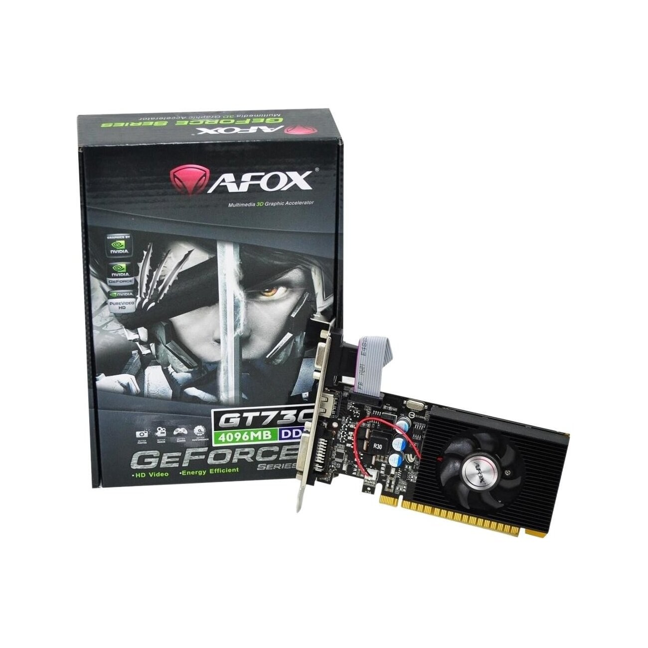 Видеокарта AFOX GT730 DDR3 4G 128Bit, LP Single fan, RTL (AF730-4096D3L6) RTL