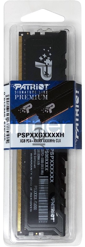 Оперативная память Patriot Signature Premium, DDR4, 32GB (1x32 GB), 3200 MHz, CL22, DIMM, радиатор, черный