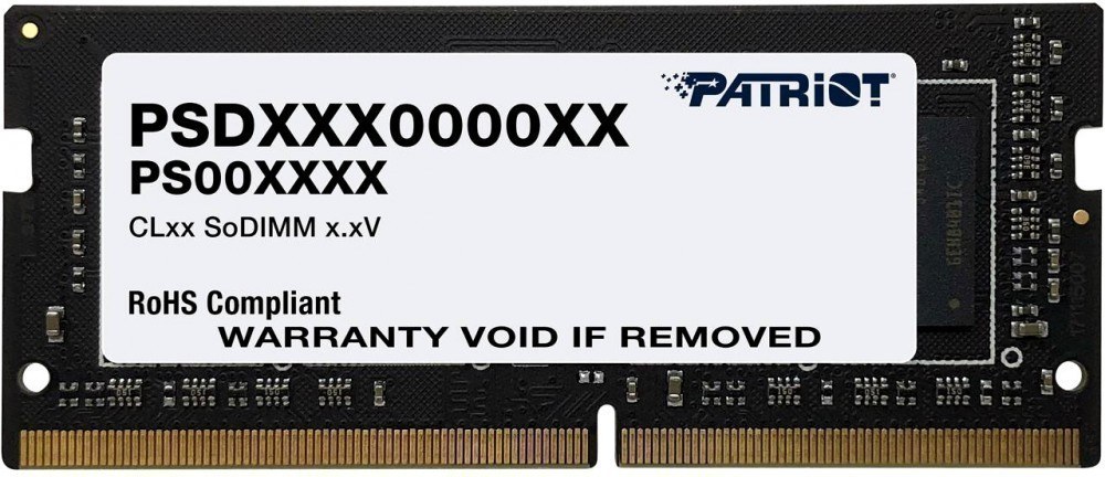 Оперативная память Patriot Signature, DDR4, 32GB (1x32 GB), 2666 MHz, CL19, SO-DIMM