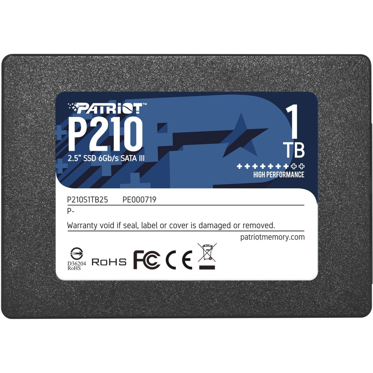 Накопитель SSD Patriot P210, 1Tb, SATA III, 2.5", R/W 520/430