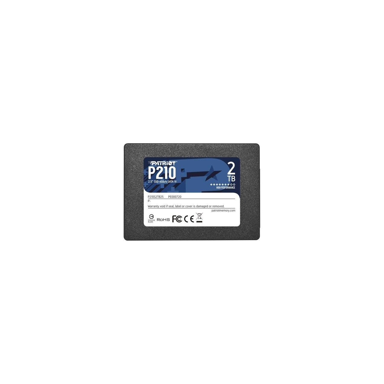 Накопитель SSD Patriot P210, 2Tb, SATA III, 2.5", R/W 520/430