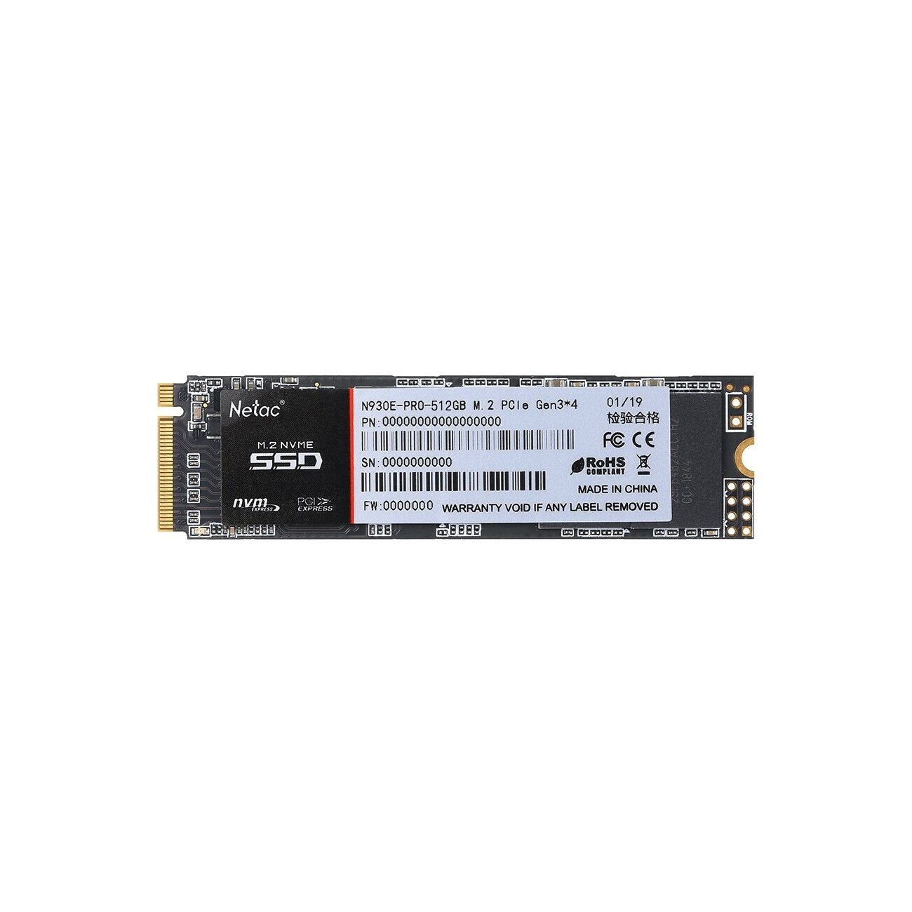 Накопитель SSD Netac N930E Pro, 512Gb, PCIe 3.0 x4, M.2 2280, NVMe, R/W 2080/1700
