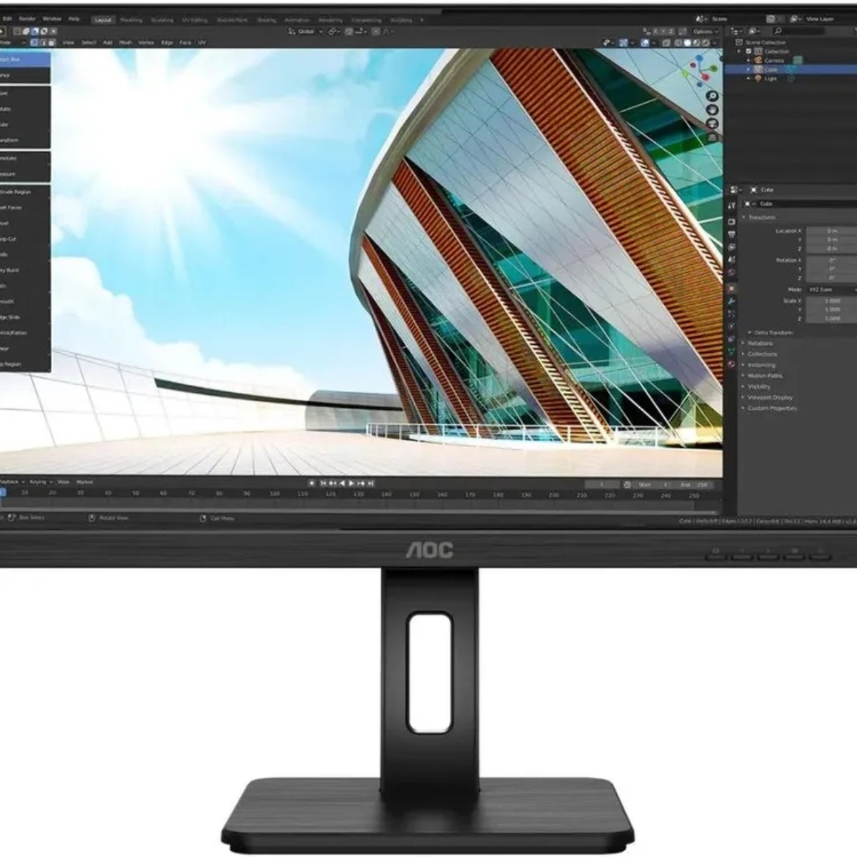Монитор 23.8" AOC Q24P2Q IPS 2560x1440, 75 Гц, 4 мс, 16:9, 250 кд/м², HDMI, DisplayPort, VGA, встроенные динамики, черный