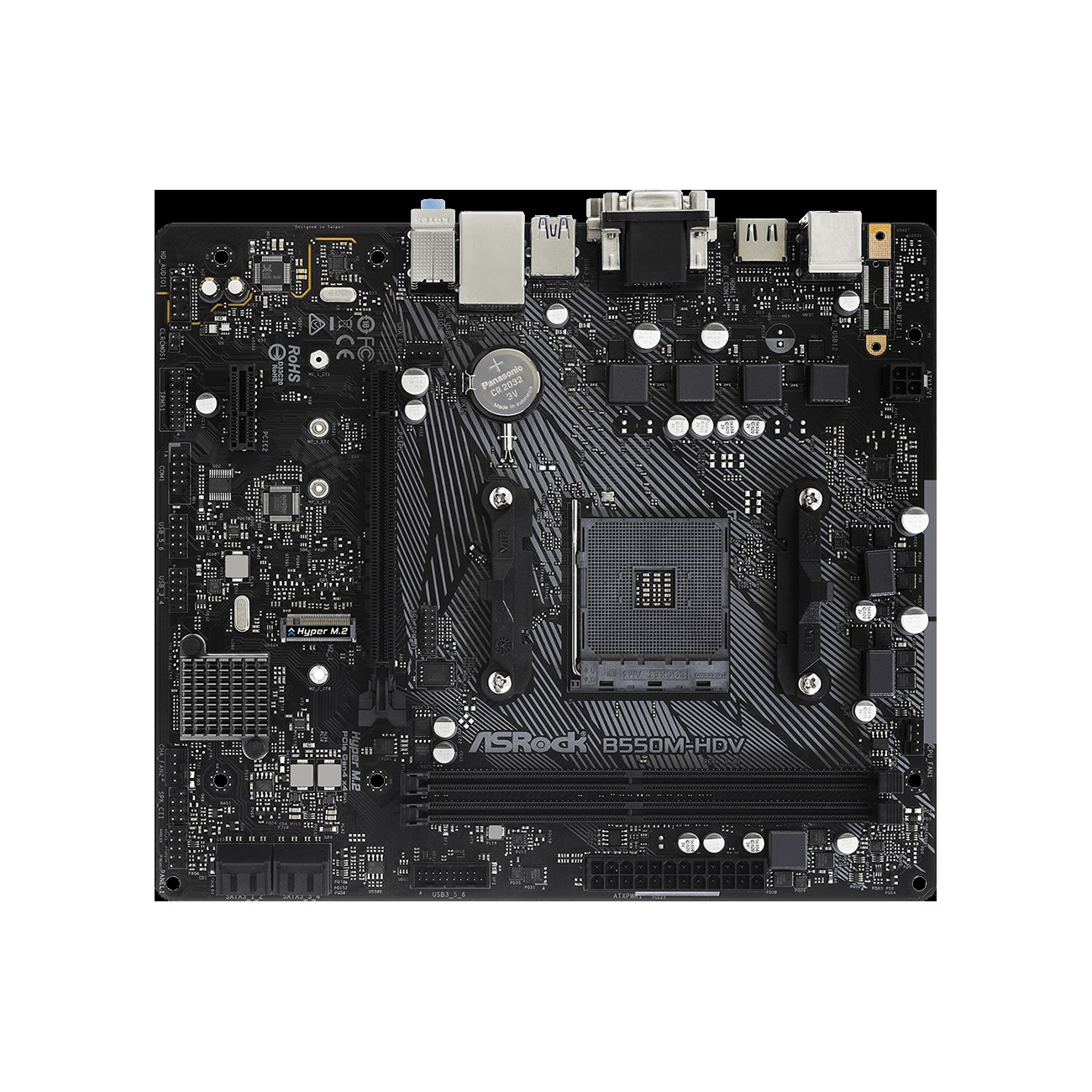 Материнская плата ASRock B550M Pro4, AM4, AMD B550, 4xDDR4, 6xSATA, 2xM.2, 1xPCI-E 3.0 x16, 1xPCI-E 4.0 x16, 1xDisplayPort, 1xHDMI, 1xVGA, 1x 1Gb LAN, 3x3.5 мм, 7.1, microATX