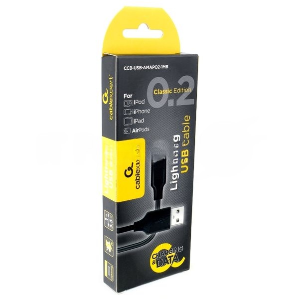 Кабель Cablexpert для Apple CCB-USB-AMAPO2-1MB, AM/Lightning, издание Classic 0.2, 1м, черный, блистер