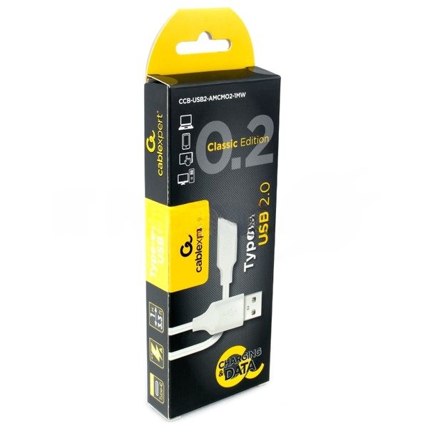 Кабель USB2.0 Cablexpert CCB-USB2-AMCMO2-1MW, AM/Type-C, издание Classic 0.2, длина 1м, белый, блистер