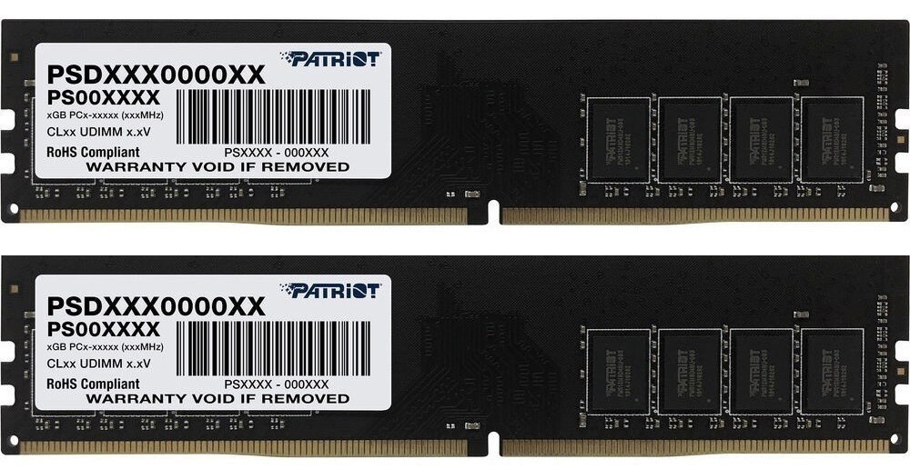 Оперативная память Patriot Signature, DDR4, 32GB (2x16 GB), 3200 MHz, CL22, DIMM