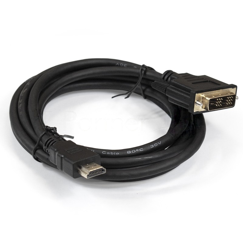 Кабель ExeGate EX284894RUS HDMI-DVI ExeGate EX-CC-HDMIM-DVIM-3.0 (19M/19M, single link, 3м, позолоченные контакты)