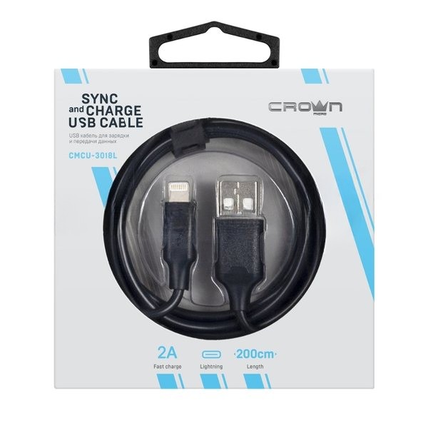Кабель Crown USB - Lightning CMCU-3018L черный