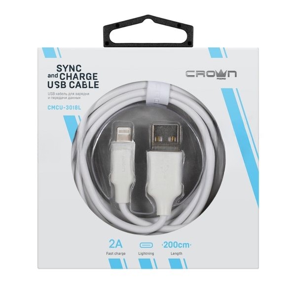 Кабель Crown USB - Lightning CMCU-3018L белый