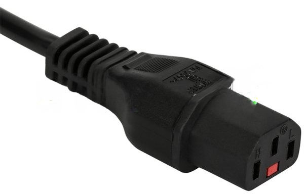 Шнур питания Lanmaster с блокировкой C13-Schuko прямая, 3х0.75, 220В, 10А, черный, 1 метр