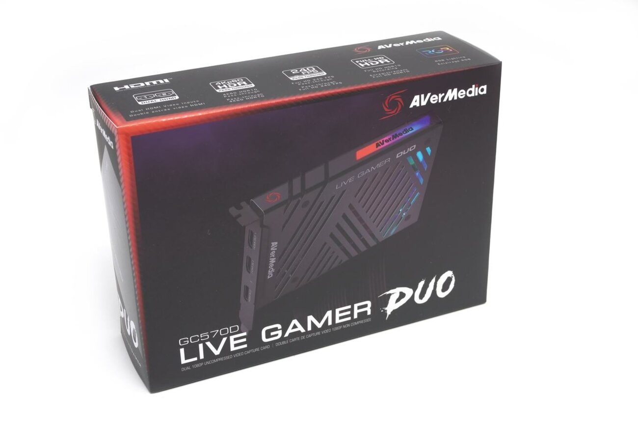 Карта видеозахвата Avermedia Live Gamer DUO, PCI-Express x4 Gen 2, 2xHDMI, 2160p60 HDR, (GC573), RTL