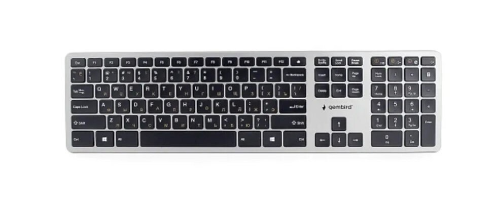 Клавиатура беспроводная Gembird KBW-3, USB, серебристый/черный