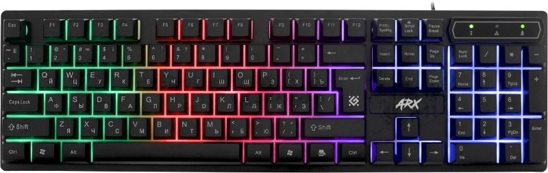 Клавиатура проводная Defender Arx GK-196L RU, USB, черный