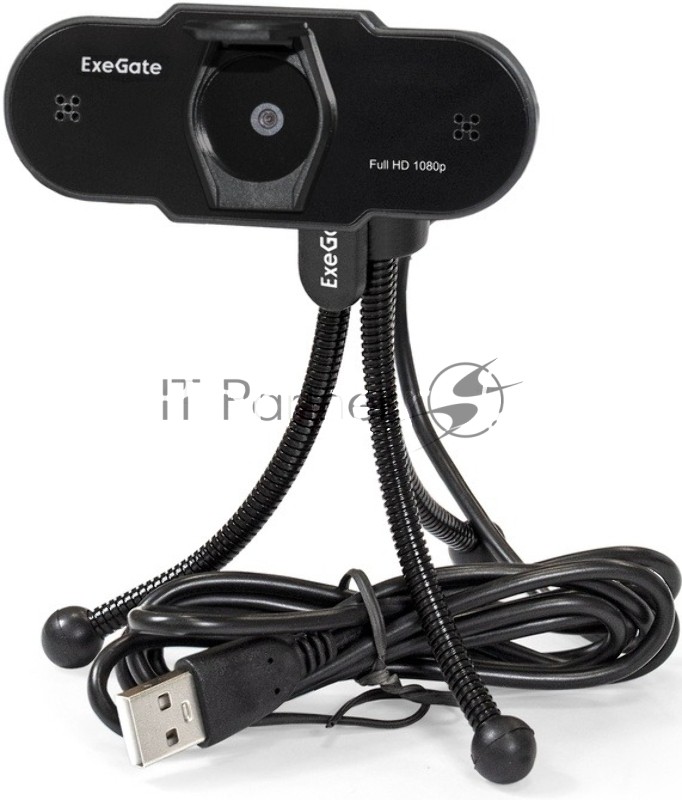 Веб-камера ExeGate BlackView C615 1920x1080, 30 кадр/с, USB Type-A, микрофон (шумоподавление), шторка приватности, универсальное крепление, штатив в комплекте