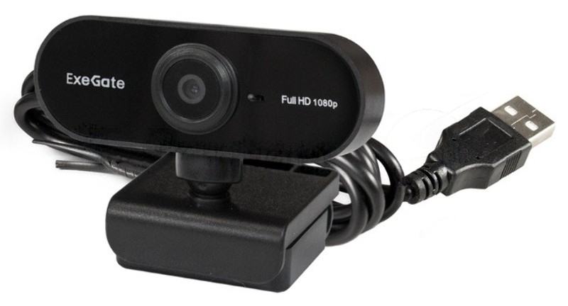 Веб-камера ExeGate EX287379RUS Stream C925 FullHD T-Tripod (матрица 1/3" 2 Мп, 1920х1080, 1080P, 30fps, 4-линзовый объектив, шторка, фиксированный фокус, USB, микрофон с шумоподавлением, поворотное крепление, телескопический штатив Tripod Tele Ball, кабель 1,5 м, поддержка H.264, Win Vista/7/8/10, M